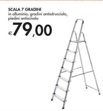 Bennet Scala 7 Gradini in alluminio, gradini antisdrucciolo, piedini antiscivolo offerta