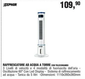 BricolaRge Zephir Raffrescatore Ad Acqua A Torre Con Telecomando offerta