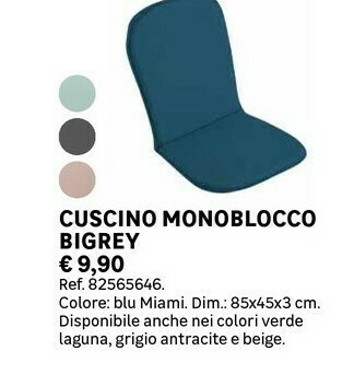 Leroy Merlin Cuscino Monoblocco Bigrey Ref.82565646 offerta