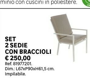 Leroy Merlin Set 2 Sedie Con Braccioli offerta