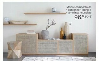 Maisons du Monde Mobile Composto Da 4 Contenitori Legno + A Ante Incannucciate offerta