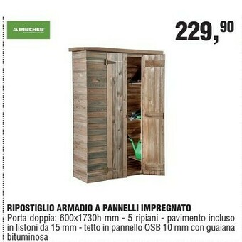 Pircher Ripostiglio Armadio A Pannelli Impregnato Porta Doppia 600x1730h Mm