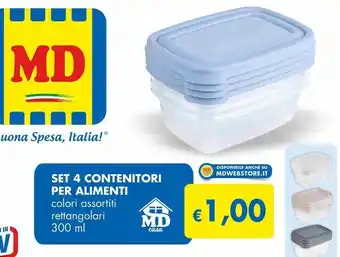 MD Discount Set 4 contenitori per alimenti offerta