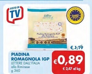 Lettere dall'italia piadina romagnola igp