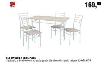 Set Tavolo E 4 Sedie Porto