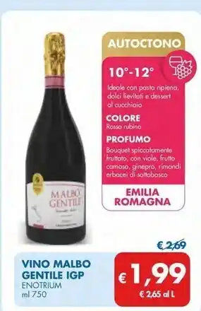 MD Discount Enotrium vino malbo gentile igp offerta
