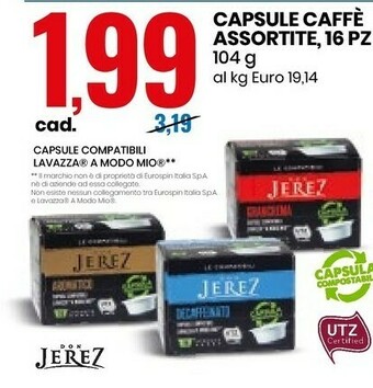 Eurospin Don jerez Capsule Caffe Assortite 16 Pz offerta