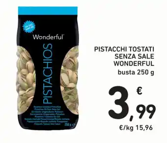 Conad Wonderful Pistacchi Tostati Senza Sale busta 250 g offerta