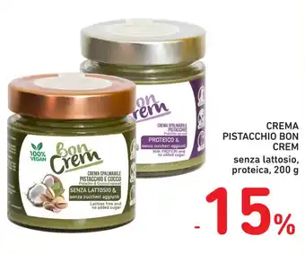 Conad Bon Crem Crema Pistacchio senza lattosio, proteica, 200 g offerta