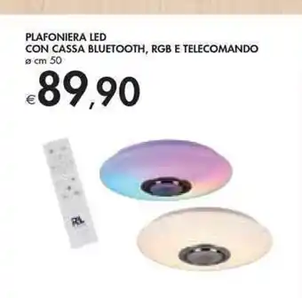 Plafoniera Led Con Cassa Bluetooth, RGB E Telecomando ø 50 cm