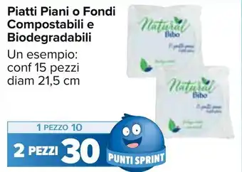 Carrefour Piatti Piani o Fondi Compostabili e Biodegradabili conf 15 pezzi diam 21,5 cm offerta