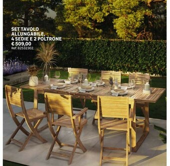 Leroy Merlin Set Tavolo Allungabile, 4 Sedie E 2 Poltrone offerta