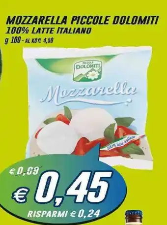 Prix Quality Dolomiti Mozzarella Piccole 100% Latte Italiano 100g offerta