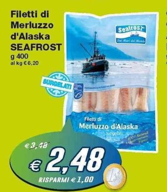 Prix Quality Seafrost Filetti di Merluzzo d'Alaska 400g offerta