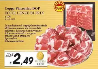 Prix Quality Eccellenze di prix Coppa Piacentina DOP 100g offerta