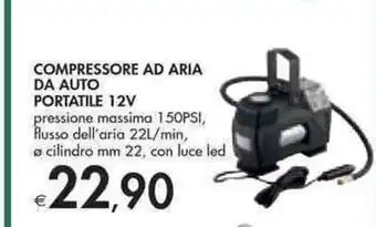 Bennet Compressore Ad Aria Da Auto Portatile 12 V pressione massima 150PSI, flusso dell" aria 22L / min, ø cilindra 22 mm, con luce offerta