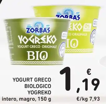 Conad Zorbas Yogurt Greco Biologico Yogreko intero, magro, 150 g offerta