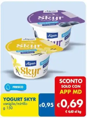 MD Discount Yogurt Skyr vaniglia / mirtillo 150 g offerta