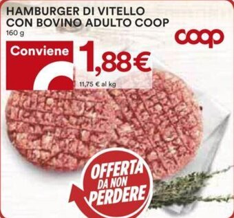 Coop Coop Hamburger di Vitello con Bovino Adulto 160 g offerta