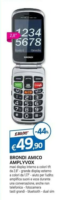 Galassia Brondi Amico Favoloso 7,11 Cm (2.8") Nero Telefono Di Livello Base offerta