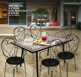 Leroy Merlin Set Tavolo E 6 Sedie Con Braccioli offerta