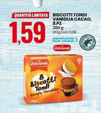 Eurospin Dolciando Biscotti Tondi Vaniglia Cacao 8 Pz offerta