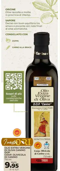 Conad Coop. Olivicola di Canino Olio Extra Vergine di Oliva Canino DOP 750 ml offerta