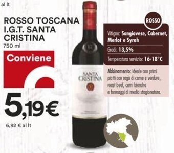 Coop Santa Cristina Rosso Toscana I.G.T 750 ml offerta