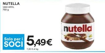 Coop Nutella vaso vetro 750 g offerta