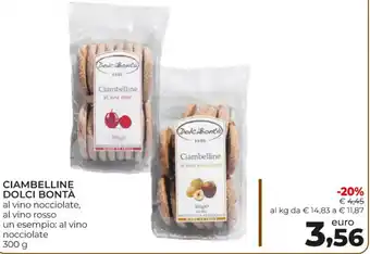Conad Dolci Bontà Ciambelline al vino nocciolate, al vino rosso al vino nocciolate 300 g offerta