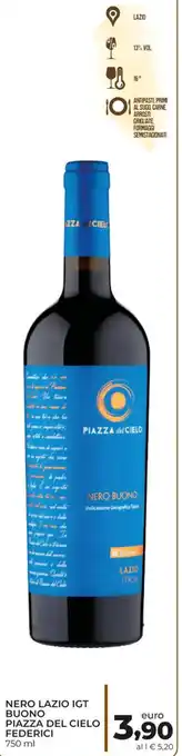 Nero Lazio IGT Buono Piazza Del Cielo Federici 750 ml