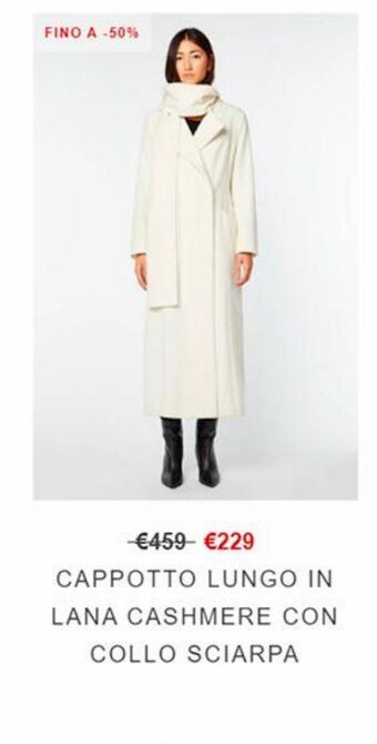 Cappotto lungo in lana cashmere con collo sciarpa