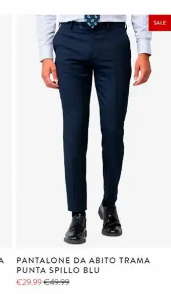 Pantaloni da abito trama punta spillo blu