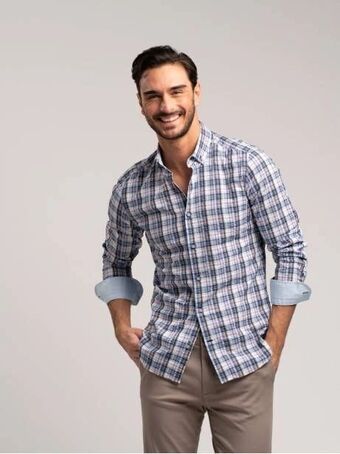 Invidia Camicia uomo realizzata in cotone madras seersucker offerta