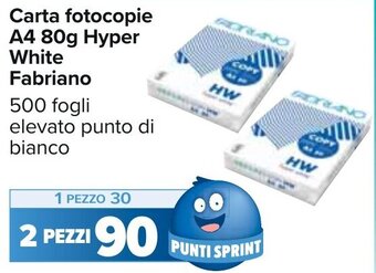 Carrefour Carta fotocopie A4 80g Hyper White Fabriano 500 fogli elevato punto di bianco offerta