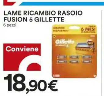 Coop Gillette Lame Ricambio Rasoio Fusion 6 pezzi offerta
