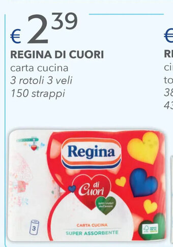 Acqua & Sapone Regina Di Cuori carta cucina 3 rotoli 3 veli 150 strappi offerta