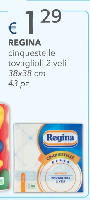 Acqua & Sapone Regina cinquestelle tovaglioli 2 veli 38x38 cm 43 pz offerta