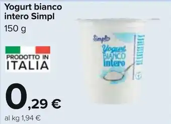 Carrefour Simpl Yogurt bianco intero 150 g offerta