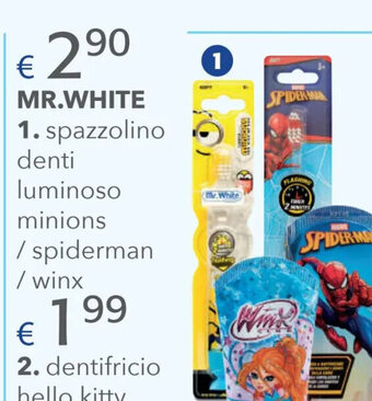 Acqua & Sapone Mr. White spazzolino denti luminoso minions / spiderman/winx offerta