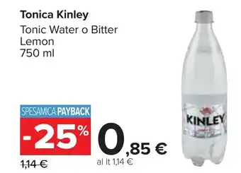 Carrefour Kinley Tonica Tonic Water o Bitter Lemon 750 ml offerta
