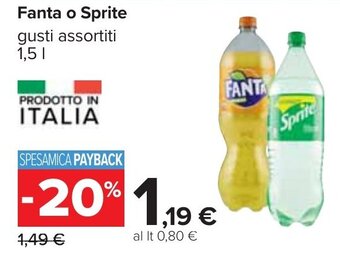 Carrefour Fanta o Sprite gusti assortiti 1,5 l offerta