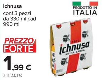Carrefour Ichnusa conf 3 pezzi da 330 ml cad 990 ml offerta