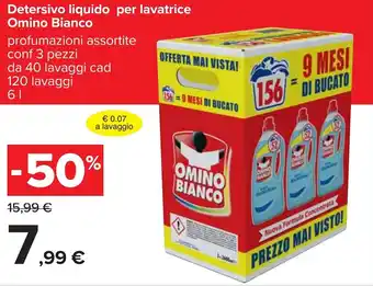 Carrefour Omino Bianco Detersivo liquido per lavatrice 6 l offerta