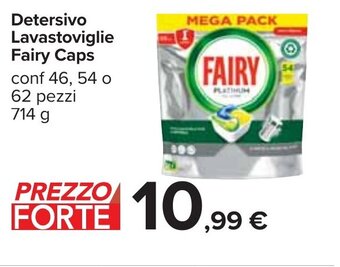 Carrefour Fairy Caps Detersivo Lavastoviglie conf 46, 54 o 62 pezzi 714 g offerta