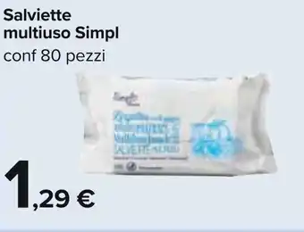 Carrefour Simpl Salviette multiuso conf 80 pezzi offerta