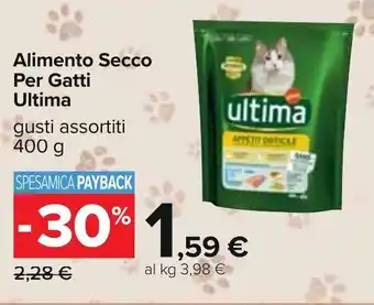 Carrefour Ultima Alimento Secco Per Gatti gusti assortiti 400 g offerta