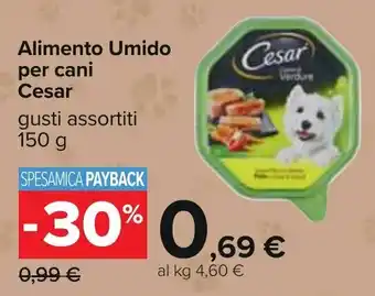 Carrefour Cesar Alimento Umido per cani gusti assortiti 150 g offerta
