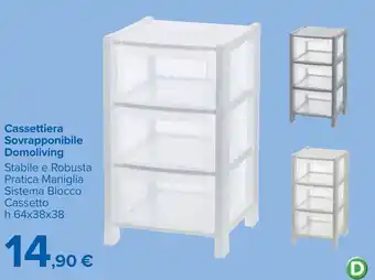 Carrefour Domoliving Cassettiera Sovrapponibile offerta