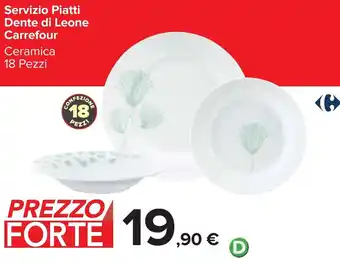 Carrefour Servizio Piatti Dente di Leone Ceramica 18 Pezzi